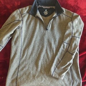 Men's KUHL Quarter-Zip Fleece Pullover Sweater, Size L, GUC, Gray-Beige Color